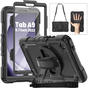 Pachet 360: Husa cu folie integrata Samsung Galaxy Tab A9 8.7 inch Shockproof Armor, negru