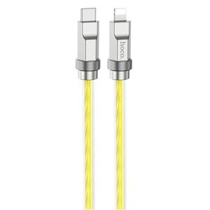 Cablu USB-C la iPhone Fast Charging 20W Hoco U113, Transparent Silicone Protection, Zinc Alloy, 1m - gold