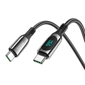 Cablu Fast Charging Usb tip C la Usb tip C 100W, Display LED Hoco S51, 3A, 1.2m, negru