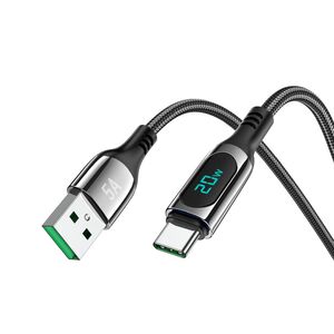 Cablu Fast Charging 5A tip C, Display LED Hoco S51, 1.2m, negru