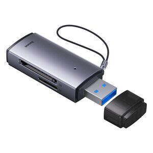 Card Reader USB la card SD, micro SD Baseus, Plug&Play, gri, WKQX060013