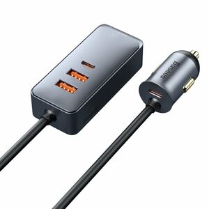 Incarcator auto USB Type-C Fast Charge Baseus Port Extension, 2x USB, 2x Type-C, Fast Charging, 120W, gri, CCBT-A0G