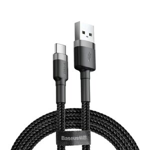 Cablu de date USB Type-C Baseus, 2A, 2m, gri/negru, CATKLF-FG1