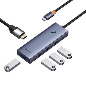 HUB, adaptor USB Type-C la 1 x HDMI, 4 x USB, 4K@30Hz, Baseus, B00052809813-00