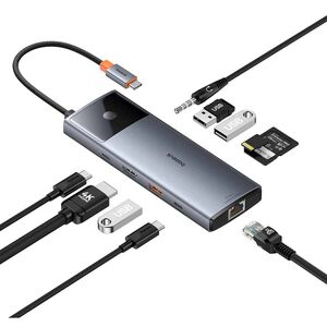Hub, adaptor de la USB-C la HDMI, 3xUSB, 2xUSB-C, RJ45, SD,TF, Jack3.5mm Baseus, B00061800813-00