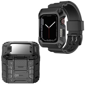 [Pachet] Husa + curea Apple Watch 4 / 5 / 6 / SE / SE 2 (44mm) Lito Metal RuggedArmor, negru, LS002