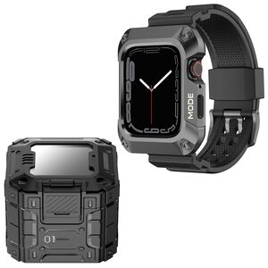 [Pachet] Husa + curea Apple Watch 4 / 5 / 6 / SE / SE 2 (44mm) Lito Metal RuggedArmor, gri, LS002