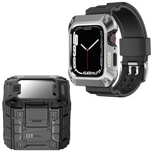 [Pachet] Husa + curea Apple Watch 4 / 5 / 6 / SE / SE 2 (44mm) Lito Metal RuggedArmor, argintiu, LS002