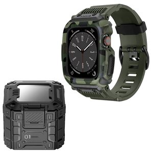 [Pachet] Husa + curea Apple Watch 4 / 5 / 6 / SE / SE 2 / 7 / 8 / 9 (44mm / 45mm) Lito RuggedArmor, verde, LS001