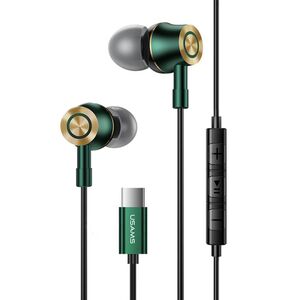 Casti in-ear cu fir Type-C si microfon Usams EP-43, verde