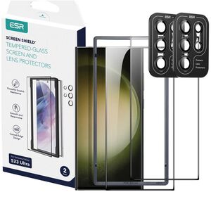 [Pachet 2x] Folie ecran + folie camera Samsung Galaxy S23 Ultra ESR Screen Shield, transparenta