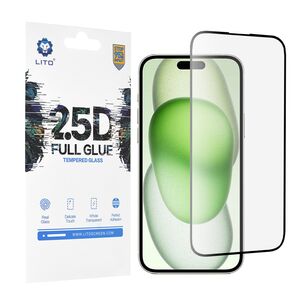 Folie sticla iPhone 15 Plus Lito 2.5D Full Glue, negru