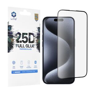 Folie sticla iPhone 15 Pro Lito 2.5D Full Glue, negru