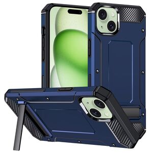 Husa antisoc iPhone 15 Techsuit Hybrid Armor Kickstand, albastru