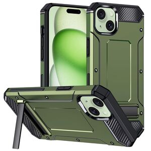 Husa antisoc iPhone 15 Techsuit Hybrid Armor Kickstand, verde