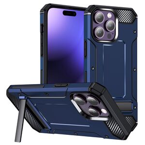 Husa antisoc iPhone 15 Pro Max Techsuit Hybrid Armor Kickstand, albastru
