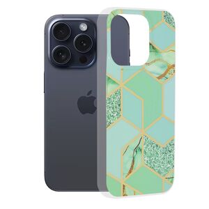Husa iPhone 15 Pro Techsuit Marble, Green Hex