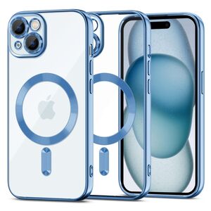 Husa iPhone 15 cu MagSafe si protectie pentru lentile anti-shock 1.5 mm, sky blue / clear