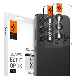 [Pachet 2x] Folie sticla camera Samsung Galaxy S24 Plus Spigen Glas.tR Optik Pro EZ FIT, negru