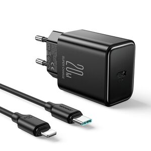 Incarcator USB tip C, PD 20W JoyRoom, cablu USB Type-C la lightning (iPhone), 1m, negru, JR-TCF06
