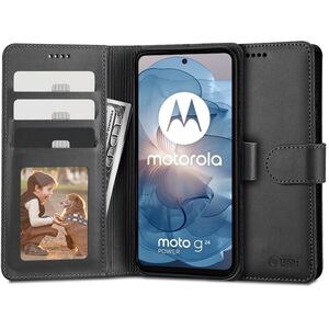 Husa pentru Motorola Moto G04 / G24 / G24 Power Wallet tip carte, negru mat