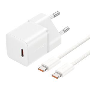 Incarcator priza Baseus - wall charger (p10110900213-01) - gan, type-c, 20w, cu cablu type-c la type-c, 100w, 1m - moon white