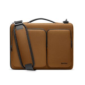 Servieta, geanta laptop 14″ business Tomtoc cu buzunare laterale si curea de umar, maro, A42D3Y1