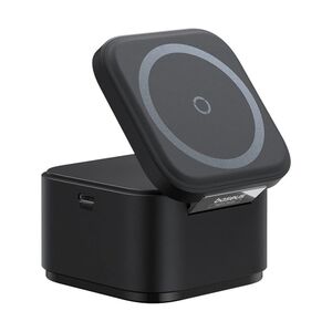 Statie de incarcare 2-in-1 Magnetic Wireless Charger cu MagSafe Baseus Cube Shape, MagSafe, Qi, Type-C, 25W, negru