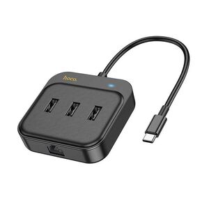 Adaptor Easy Link (HB35) - 4 in 1 Gigabit Ethernet, USB-C la 3x USB2.0 + RJ45, 0.2m, negru