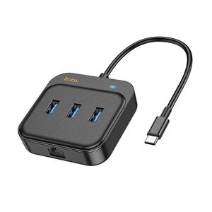 Adaptor Easy Link (HB35) - 4in1 Gigabit Ethernet, USB-C to 3x USB3.0 + RJ45, 0.2m, negru