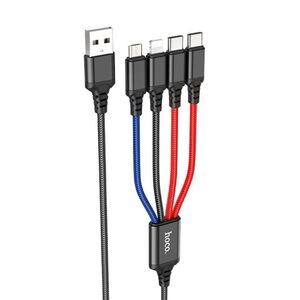 Cablu 4 in 1 de la USB la 2 x Type-C, iPhone, Micro Hoco X76, 1m