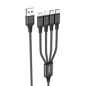 Cablu 4in1 USB la 2xType-C, iPhone, Micro Hoco X76, 1m, negru