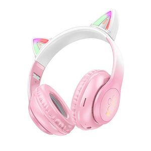 Casti cu urechi pisica Bluetooth pentru copii Hoco W42, roz
