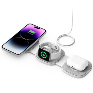 Statie de incarcare Wireless 3 in 1, Pliabil, Magnetic MagSafe, 15W, Cablu USB-C 1.2m inclus, space grey