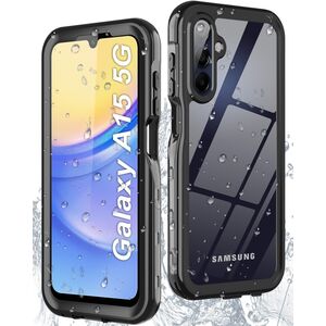 Pachet 360: Husa cu folie integrata Samsung Galaxy A15 ShockProof Dust-Water Proof Full Body, negru / transparent