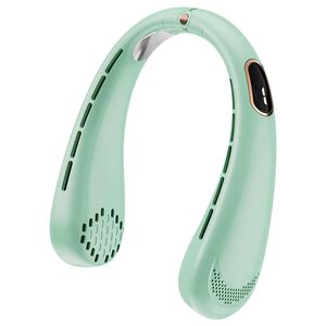 Ventilator portabil pentru gat, cu acumulator reincarcabil, 5 trepte de viteza cu display LED, deschidere ajustabila 1 - 19 cm, verde