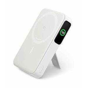 Baterie externa magnetica wireless Anker MagGo, Qi2, 10.000 mAh, 15W, USB-C, Suport Pliabil, Smart Display, pentru iPhone 15/14/13/12, alb