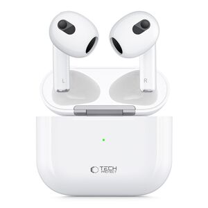 Căști Wireless TWS In-Ear cu Bluetooth, Noise Cancelation, Control Tactil, Încărcare Wireless, Alb