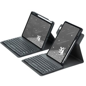 Husa cu tastatura iluminata wireless pentru iPad 10 2022 10.9 inch, rotativa 360, negru