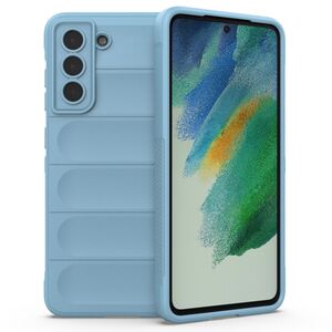 Husa pentru  Samsung Galaxy S21 FE Liquid Silicone, Microfibre Lining, Non-Slip Airbag Design, albastru
