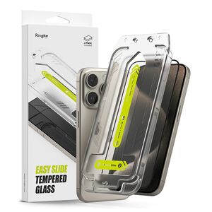 [Pachet 2x] Folie sticla iPhone 15 Pro Max Ringke Easy Slide Tempered Glass, transparenta