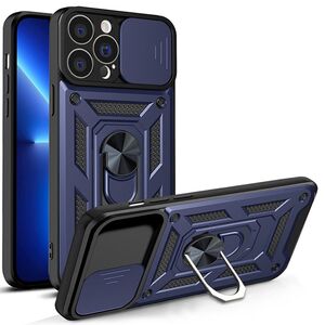 Husa pentru iPhone 13 Pro Max cu inel Ring Armor Kickstand Tough, protectie camera - blue