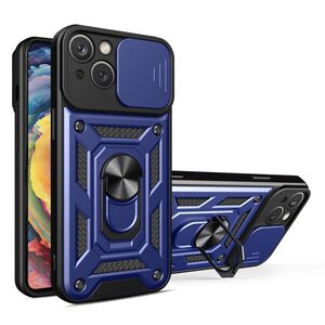Husa pentru iPhone 15 cu inel Ring Armor Kickstand Tough, protectie camera - blue