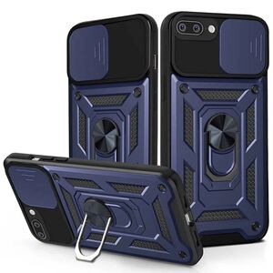 Husa pentru iPhone 7 Plus, 8 Plus cu inel Ring Armor Kickstand Tough, protectie camera  - blue