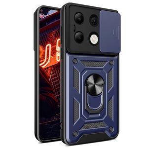 Husa pentru Xiaomi Redmi Note 13 4G cu inel Ring Armor Kickstand Tough, protectie camera - blue