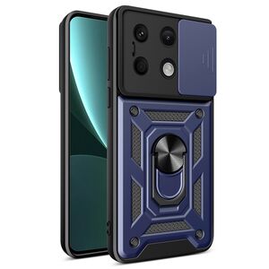 Husa pentru Xiaomi Redmi Note 13 5G cu inel Ring Armor Kickstand Tough, protectie camera - blue