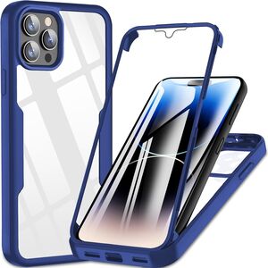 Pachet 360: Husa cu folie integrata pentru iPhone 11 Pro Max Cover360 fata spate - albastru / transparent