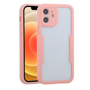 Pachet 360: Husa cu folie integrata pentru iPhone 12 Cover360 fata spate - roz / transparent