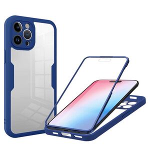 Pachet 360: Husa cu folie integrata pentru iPhone 14 Pro Cover360 fata spate - albastru / transparent