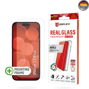 [Folie sticla + husa] premium iPhone 15 Plus Displex Real Glass 10H cu aplicator, transparenta